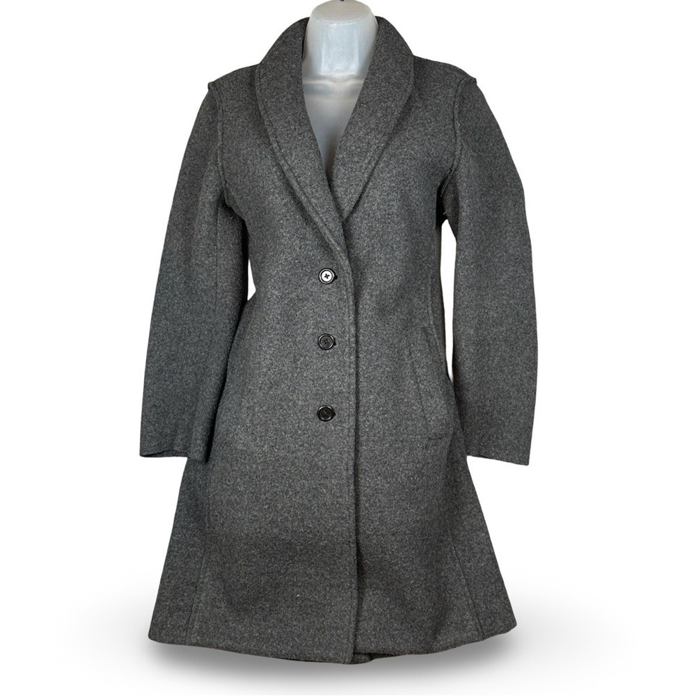 J.Crew Daphne Women's 4 Charcoal Gray Wool Blend Shawl Collar Long Winter Coat